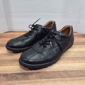 Hotter Tone II Women's 10 Black Leather Lace Up Comfort Walking Shoes Freesole